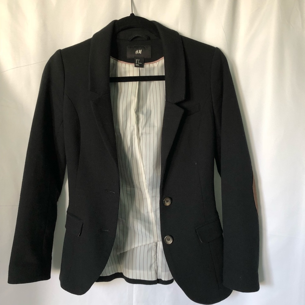 Black blazer jacket with elbow patches